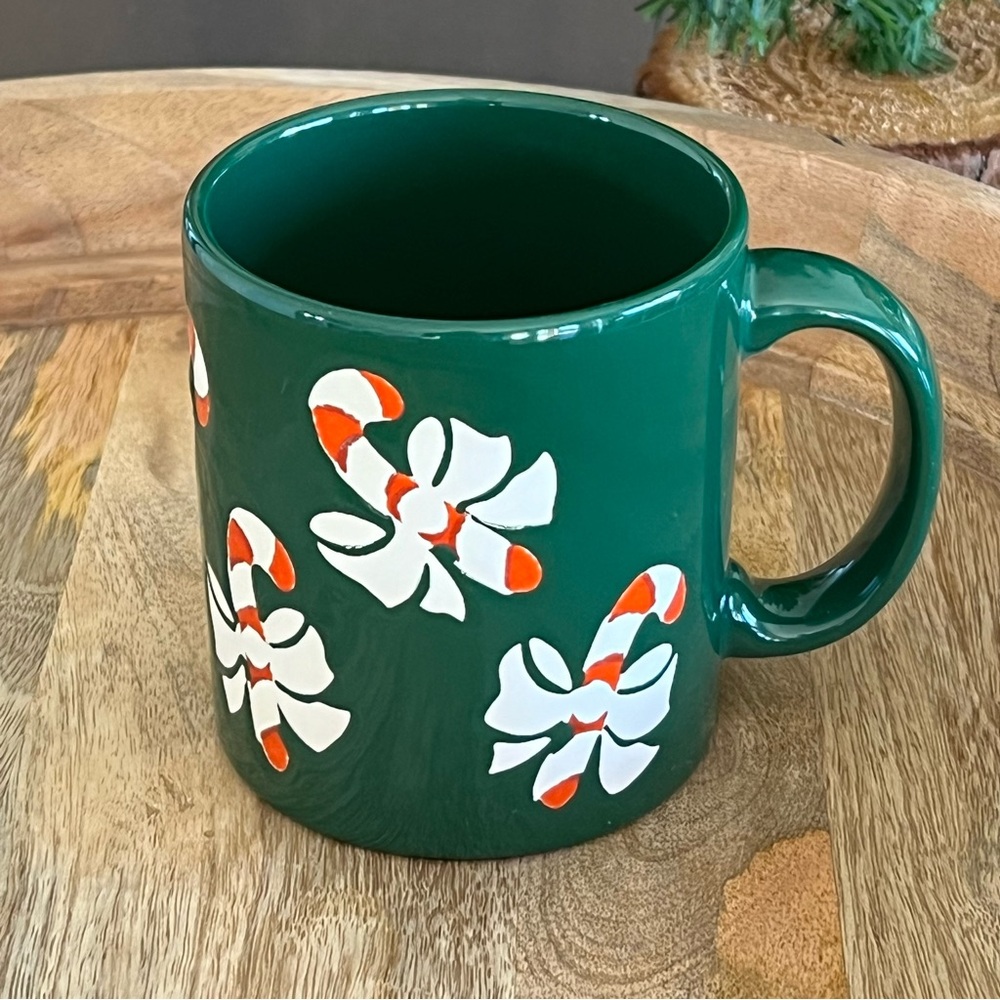 Vintage Waechtersbach Christmas Candy Cane Mug Green White Red Germany Spain 80s
